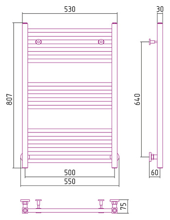 Полотенцесушитель водяной Сунержа Модус 800х500 хром
