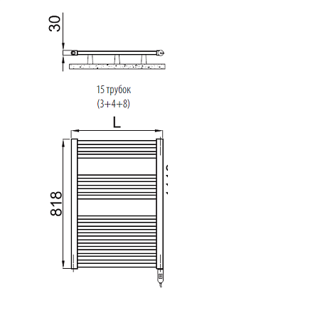 Полотенцесушитель электрический Irsap Ares EIS058KK1IR01NNN 81,8x58 черный матовый