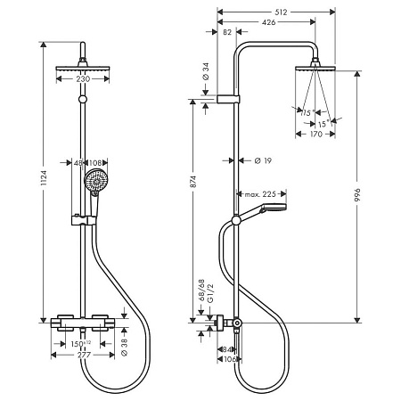 Душевая стойка Hansgrohe Vernis Shape 26286670 с термостатом, черный матовый