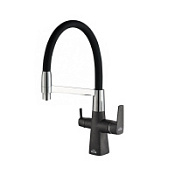 Смеситель Zorg Steel Hammer SH 818-6 BLACK CR для кухонной мойки, черный/хром