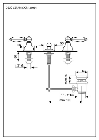 Смеситель Emmevi Deco Ceramic 121034CR для биде, хром