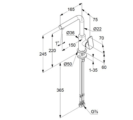 Смеситель Kludi Pure&Style 400243975 для раковины, черный матовый