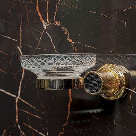 Мыльница Boheme Royal Cristal 10923-G-B настенная, золото/черный