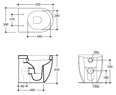 Унитаз приставной Kerasan Flo 311601 белый