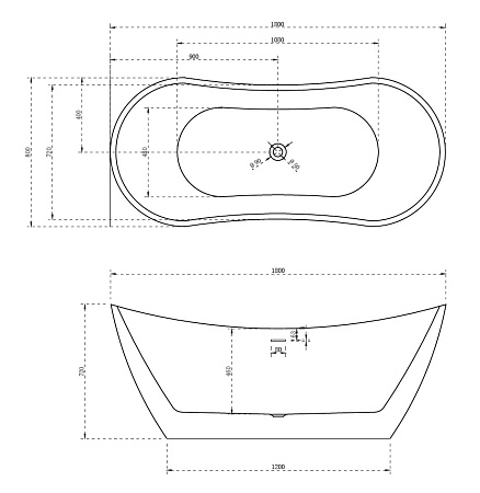 Акриловая ванна ABBER AB9322 180x80 белый
