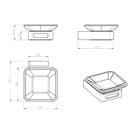 Мыльница Boheme Q 10943-BR настенная, бронза