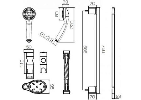 Душевой гарнитур Bravat D152CP-3-RUS хром