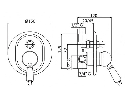Смеситель Cezares ELITE-VDIM-03/24-Nc  для душа