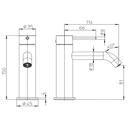 Смеситель Bossini Nobu INZ201.075 для раковины, матовая нержавеющая сталь