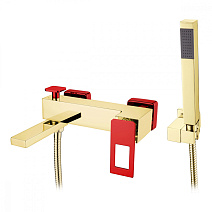 Смеситель Boheme Q 143-GR для ванны с душем, золото/красный