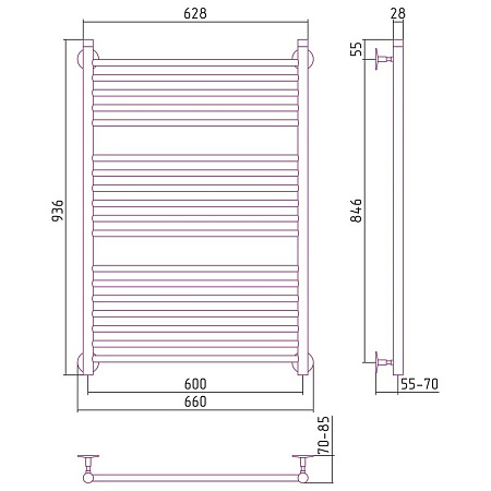 Полотенцесушитель водяной Стилье Универсал-53 100х60 хром