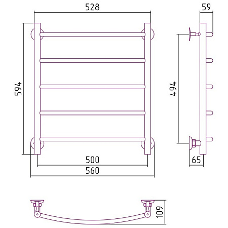 Полотенцесушитель водяной Стилье Версия-H2 60х50 хром