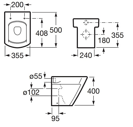 Чаша для унитаза приставного Roca Hall 347627000