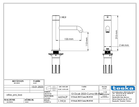 Смеситель для раковины Teska Atlas Leo S E5717 золото
