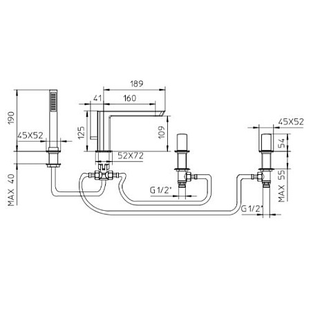 Смеситель Palazzani Mis 01139410 на борт ванны, хром