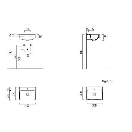 Раковина GSI Nubes 9684111 40х32 белый