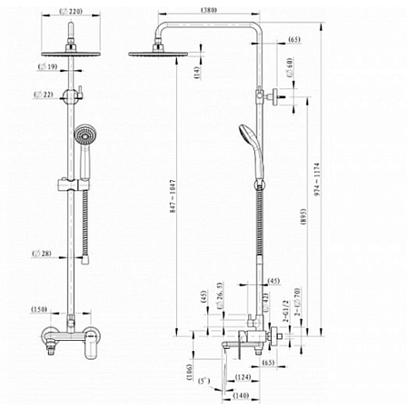 Душевая стойка Bravat Opal F6125183CP-A2-RUS хром