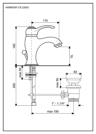 Смеситель Emmevi Harmony 22003BC для раковины, белый/хром