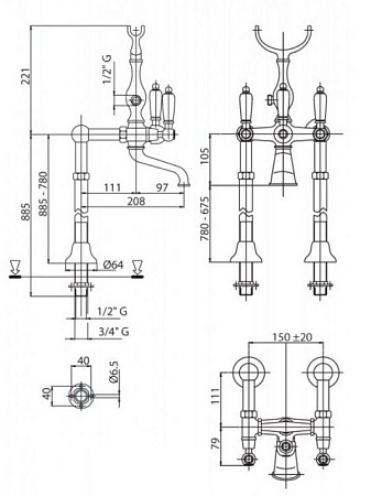 Смеситель Cezares First FIRST-VDPS-01-M напольный