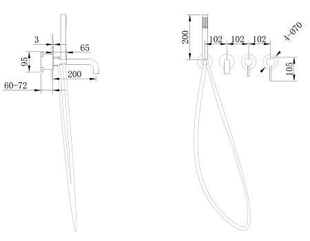 Смеситель ABBER Wasser Kreis AF8130 для ванны скрытого монтажа, хром