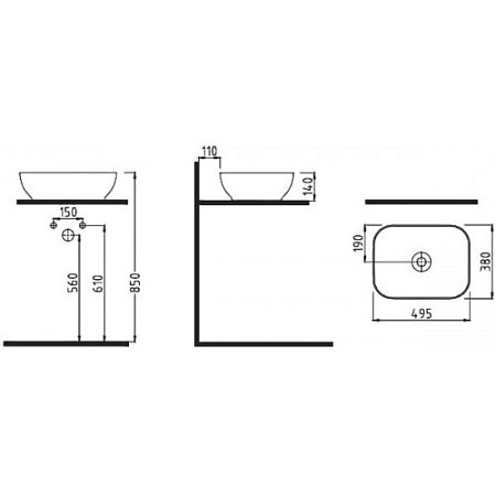 Раковина Bien Motto MTLG05003FD0W5000 49х38 белый