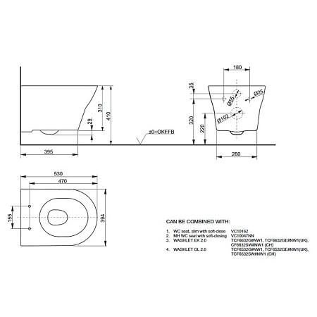 Унитаз подвесной TOTO MH CW162Y+VC10047NN микролифт