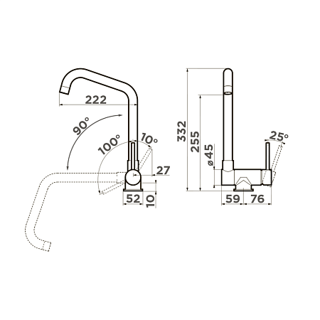 Смеситель Omoikiri Mori-C 4994320 для кухонной мойки, хром