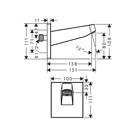 Кронштейн для верхнего душа Hansgrohe Pulsify 24149670 черный матовый