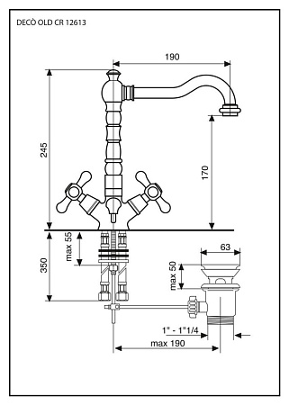 Смеситель Emmevi Deco Old 12613OR для раковины, золото