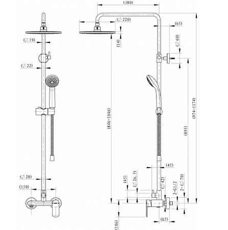 Душевая стойка Bravat Opal R F9125183CP-A2-RUS хром