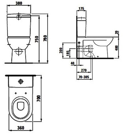 Унитаз-компакт Laufen Pro 8.2495.8.000.000.1 vario