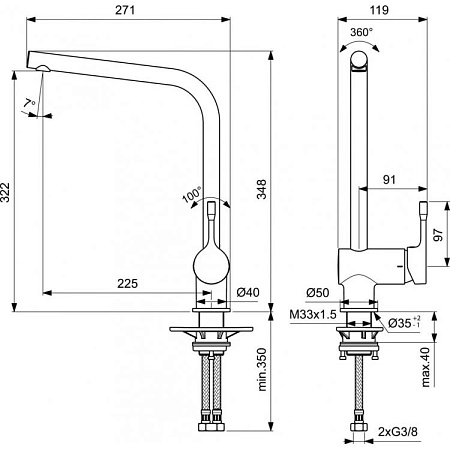 Смеситель Ideal Standard Ceraline BC174XG для раковины, черный матовый