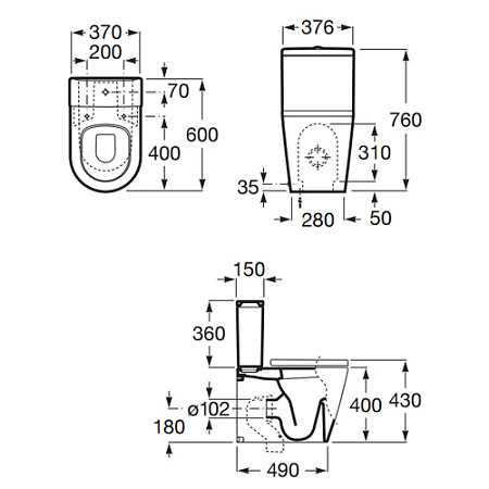 Чаша для унитаза-компакта Roca Inspira Round 342528000
