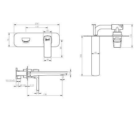 Смеситель Lemark Ursus LM7226BL для раковины, черный