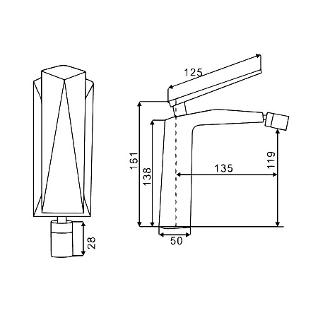 Смеситель Boheme Venturo 376-B для биде, черный/хром
