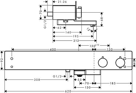 Термостат Hansgrohe ShowerTablet 600 13109400 для ванны, белый/хром