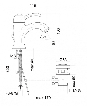 Смеситель Fiore Jafar 47OO5221 для раковины, золото
