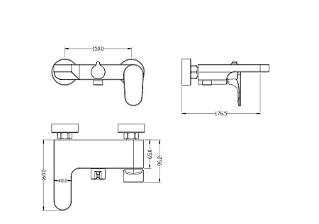 Смеситель Boheme Spectre 453-MG для ванны, золото матовое