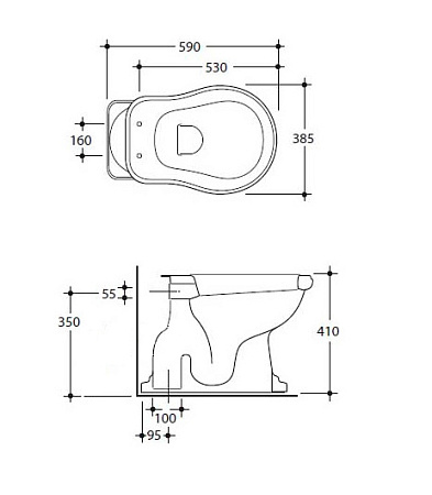 Чаша для унитаза приставного Kerasan Retro 101001 белый