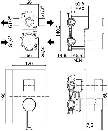 Смеситель Paffoni Ringo RIN018NO/M для душа, черный матовый