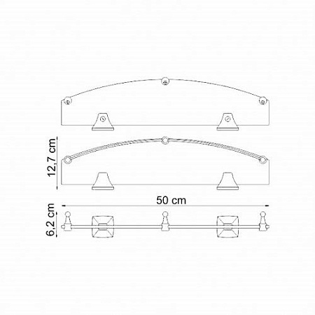 Полка WasserKRAFT Wern K-2544 стеклянная, хром
