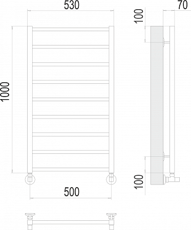 Полотенцесушитель водяной Terminus Контур П9 500х1000 хром