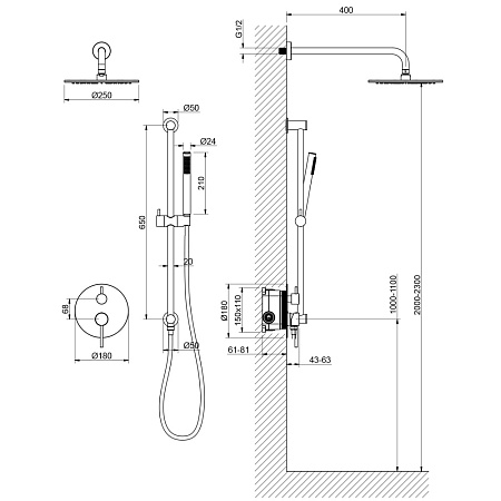 Душевой комплект Timo Saona SX-2309/03SM черный матовый