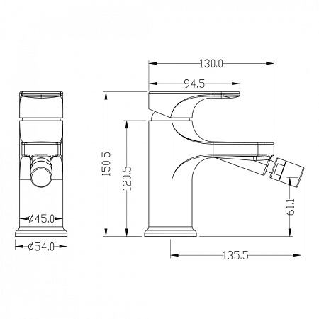 Смеситель Boheme Spectre 456-B для биде, черный