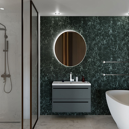 Тумба с раковиной La Fenice Elba TWIN FNC-01-ELB-G-80-2 два ящика, Grigio серый матовый