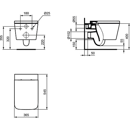 Унитаз подвесной Ideal Standard Blend Cube T368601 евробелый