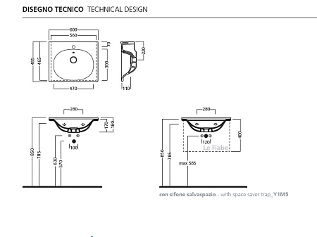 Раковина Hatria Le Fiabe Y1E901 60х48.5 белый