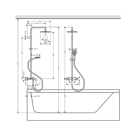 Душевая стойка Hansgrohe Vernis Blend 26899670 черный матовый