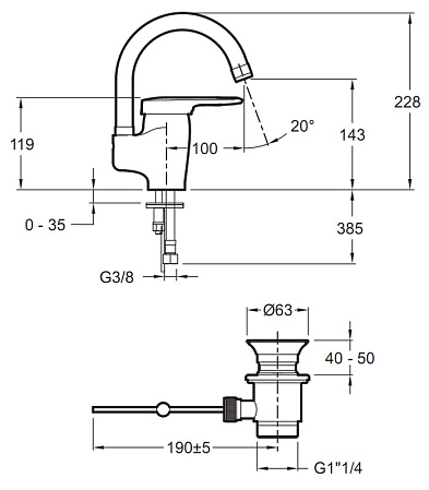 Смеситель Jacob Delafon Kandel E661RU-CP для раковины