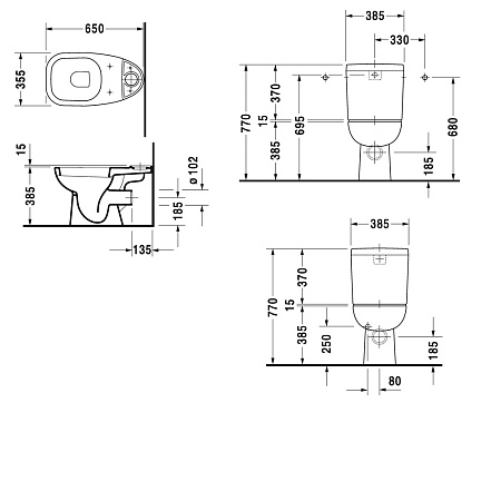 Чаша для унитаза-компакта Duravit D-Code 21110900002 горизонтальный выпуск